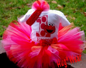 Custom Birthday Elmo Shirt + Tutu Outfit (any age)