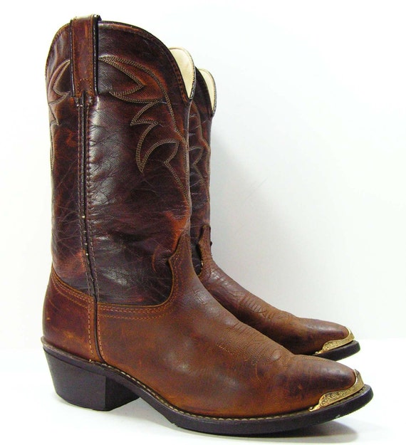 Vintage cowboy boots mens 9.5 D brown western Long Haul