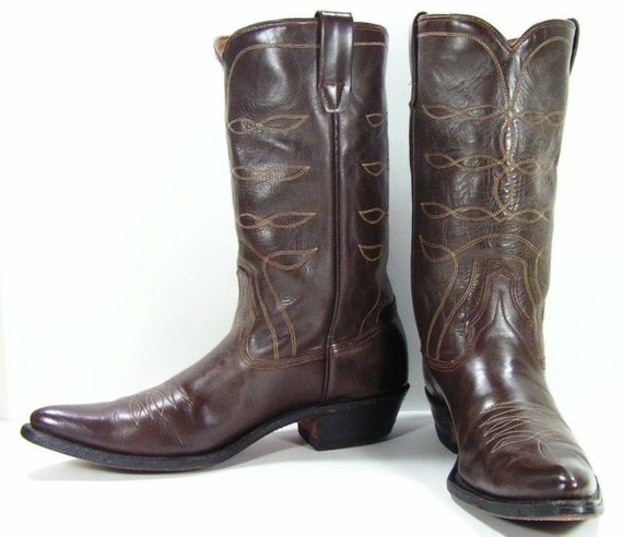 vintage wrangler cowboy boots womens 10 M B brown cowgirl