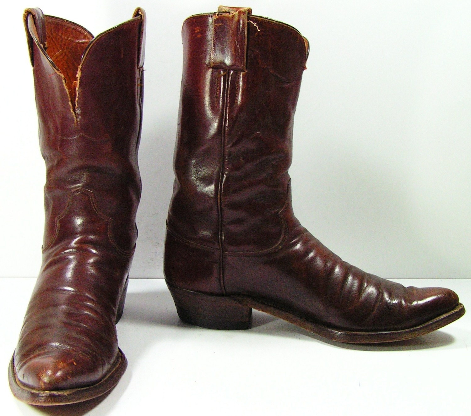 vintage hyer cowboy boots womens 10 M B brown western cowgirl