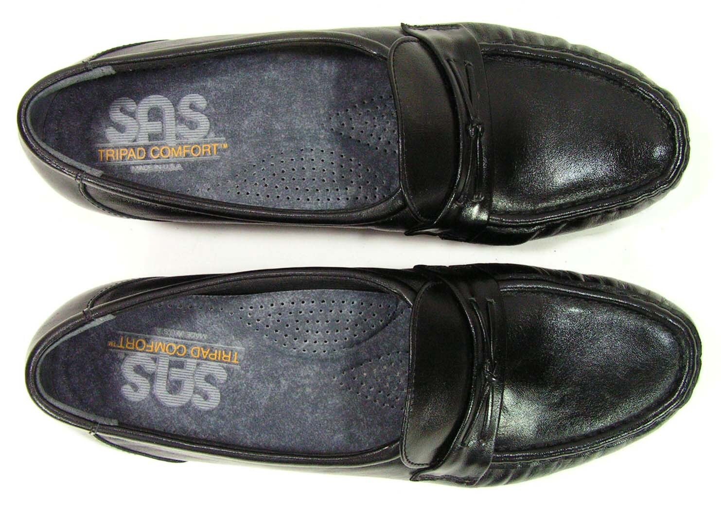 sas shoes womens 8.5 b m black loafers granny heeled leather