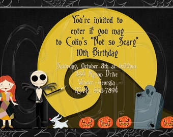 Inspired Nightmare Before Christmas Invitation-Digital File