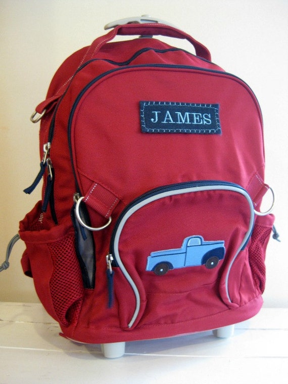 Large Rolling Backpack With Monogram Upcycled Pottery Barn