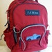 Large Rolling Backpack With Monogram (Upcycled Pottery Barn) -- Red With Truck Patch -- Free Shipping