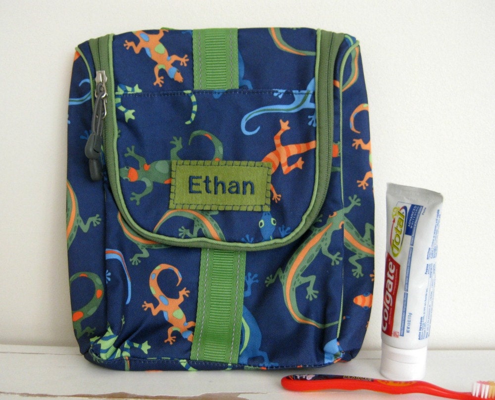 Kids Personalized Toiletry Bag Gecko