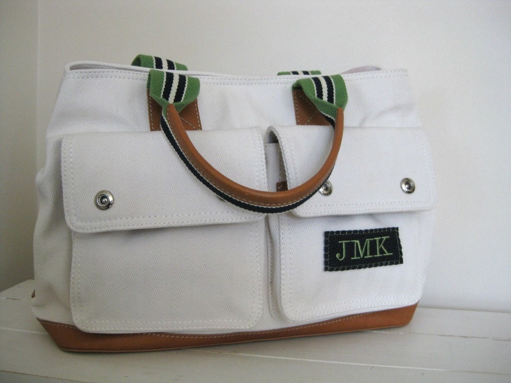 Monogrammed Diaper Bag Upcycled Pottery Barn Natural