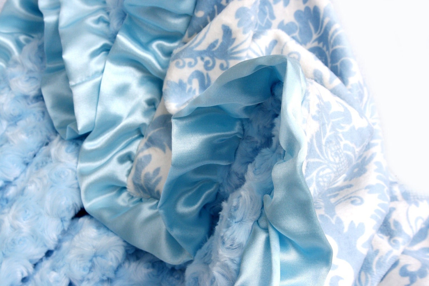 Baby Blanket Blue Damask Blanket Personalized Blanket
