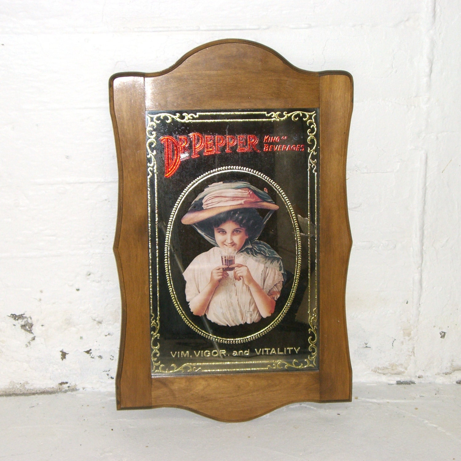 Dr Pepper Framed Advertising Mirror Print With Girl