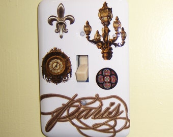 Paris themed steel single light switch cover