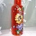Orange vase - multi floral - swarovski crystals