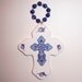 Ceramic cross plaque - ornate blue cross