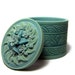 Vintage Carved Small Box Faux Ivory Aqua Shabby Dressing Table