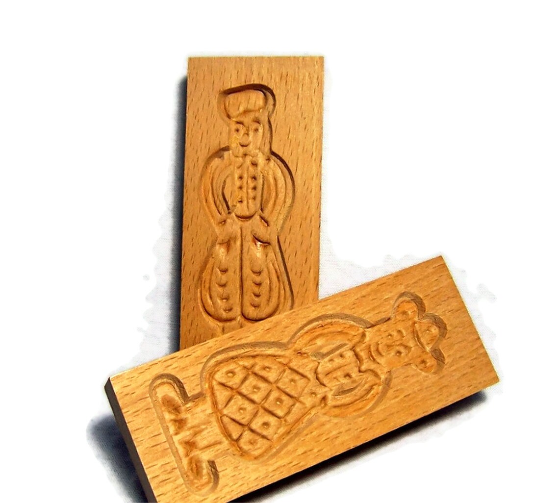 Vintage Cookie Press Dutch Wooden Speculaas Mold Primitive