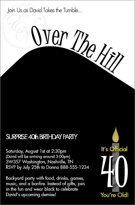 Over The Hill Birthday Party Invitation You Print Digital