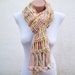 Hand crochet Scarf Variegated colorful Cream Green Pink Holiday Accessories