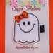 Happy Ghost with bow - Halloween clippie - White felt hair clip - no slip
