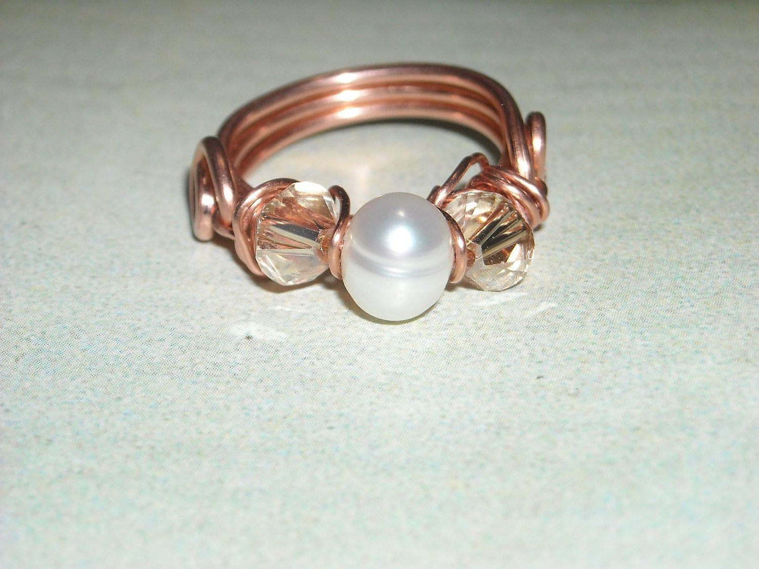 Freshwater Pearl And Crystal Copper Wire by UnikButikJewelry