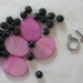 Pink Shell Ovals Black Faceted Glass Pewter Beads Kit Bracelet DIY