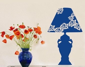 Beauty flower table lamp art home decor wall stickers Vinyl mural decals