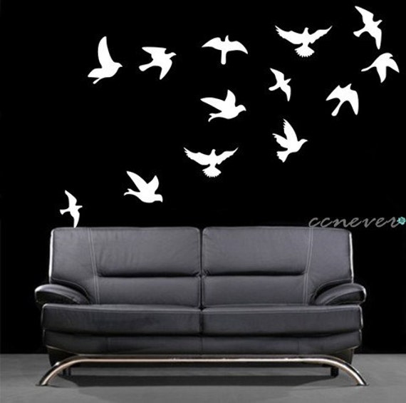 Items similar to Flock of birds flying 15pcs----Removable Graphic Art ...