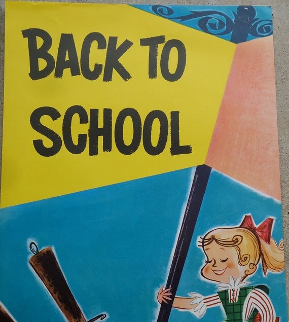 back to school grocery poster 1950s vintage