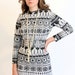 60's mod knitted maxi dress - black and silver - medium 8 10
