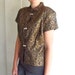 Gold Brocade Vintage Mandarin Jacket | short sleeve top | women medium