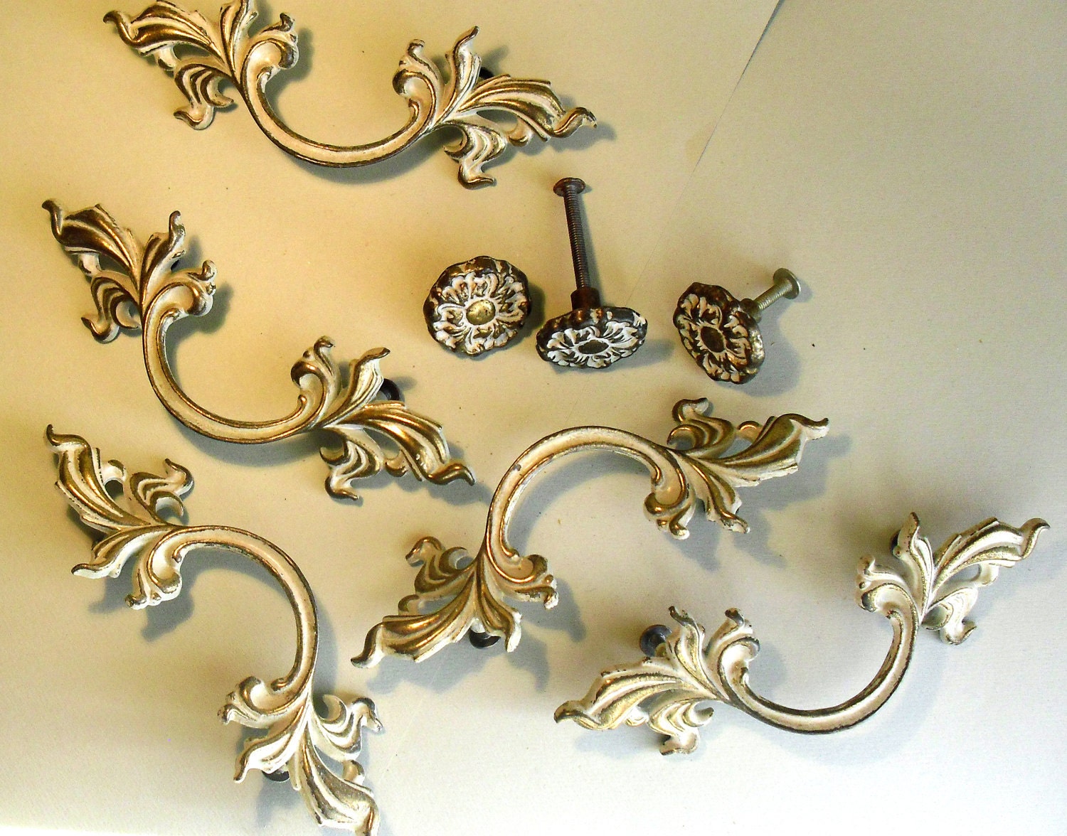 Vintage French Provencial Shabby Drawer Pulls French Country