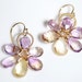 Ametrine and Citrine 14K gold filled wire wrapped flower earrings