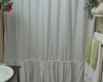 Shabby Chic Ruffled - White Shower Curtain