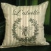French L' abeille Bee w/Wreath Red Ticking Pillow