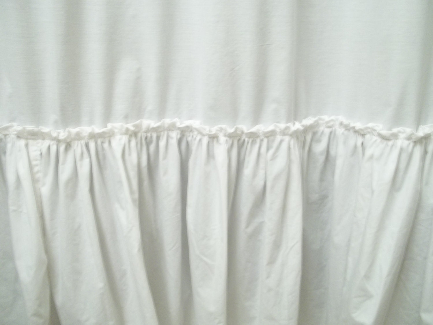 Shabby Chic Ruffled White Shower Curtain
