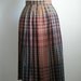 Cyber Monday Sale - Vintage Plaid Pleated Skirt Tan, Red & Black