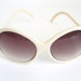 Vintage Sunglasses Ivory White Oversized Frames & Rhapsody Purple Ombre Lenses
