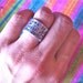 NEW-Hand Stamped Phrase or Verse Ring..Dark Chocolate & Tulips Finger Art Collection