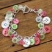 Green, Pink and White Button Bracelet
