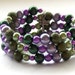 Green and Purple Bracelet, Pearl Bead Bracelet, Memory Wire Bangle