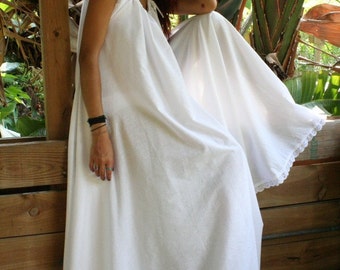 White Cotton Full Swing Bridal Wedding Lingerie Romance Honeymoon Dream Nightgown Sleepwear