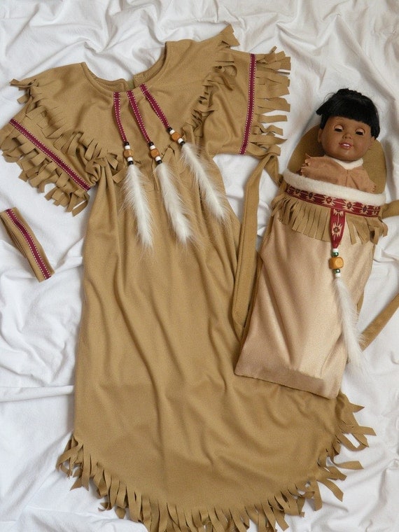 Native American Girl Indian Dress Costume plus Dolls