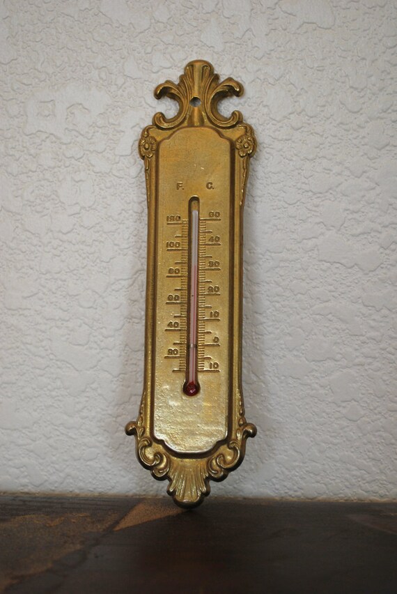 Reserved Antique German Brass Weather Thermometer