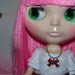 necklace for Blythe doll silver ball chain with painted metal red bow pendant B148