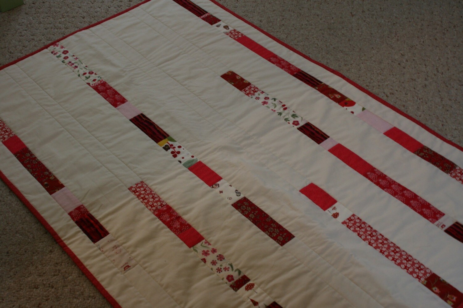 Red and White Modern crib quilt