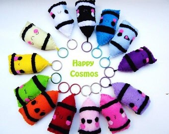 Crayon Keychain - Cute Keychain, Kawaii Keychain, Key Ring, Cell Phone Charm, Party Favors, Stocking Stuffer