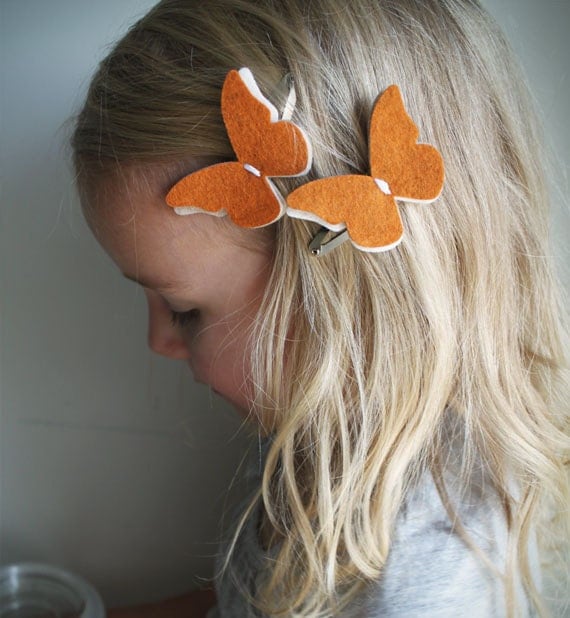 Fall Butterfly hair Clip set Pumpkin Spice Butterfly Hair