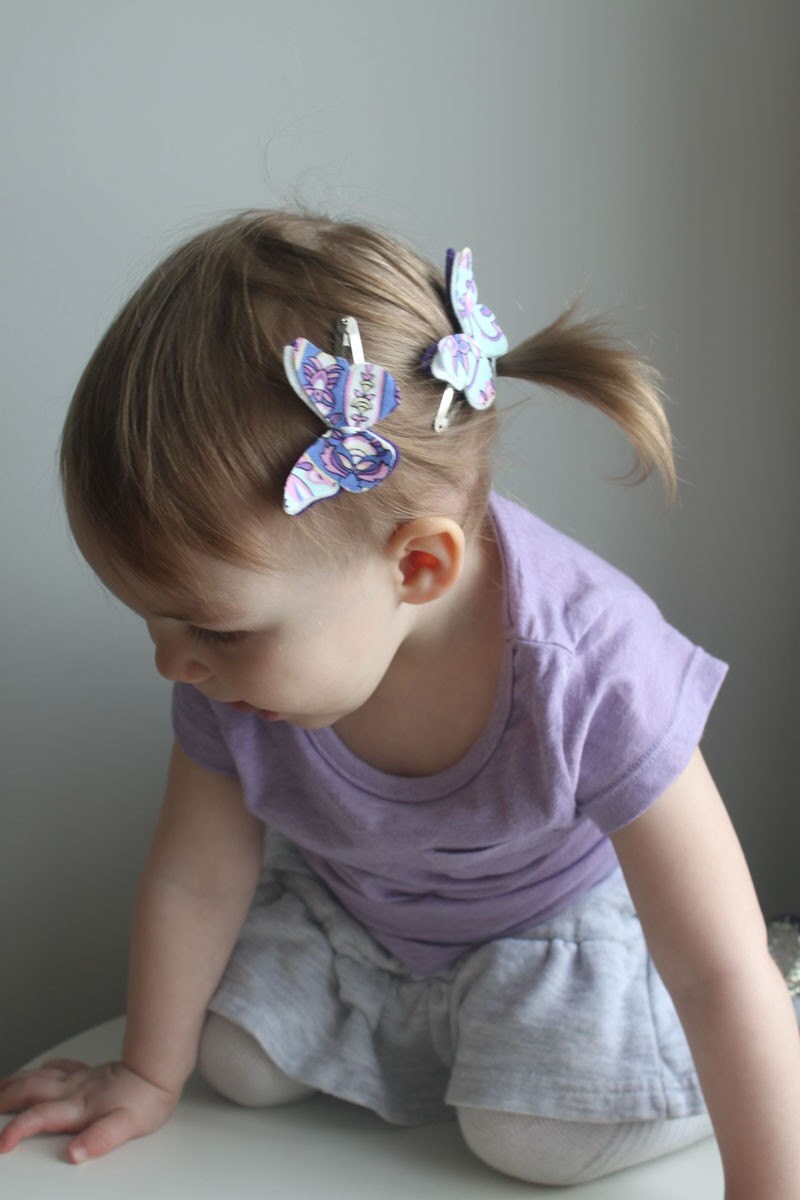 Butterfly Hair clips Felt butterflies in Smoke Rose and