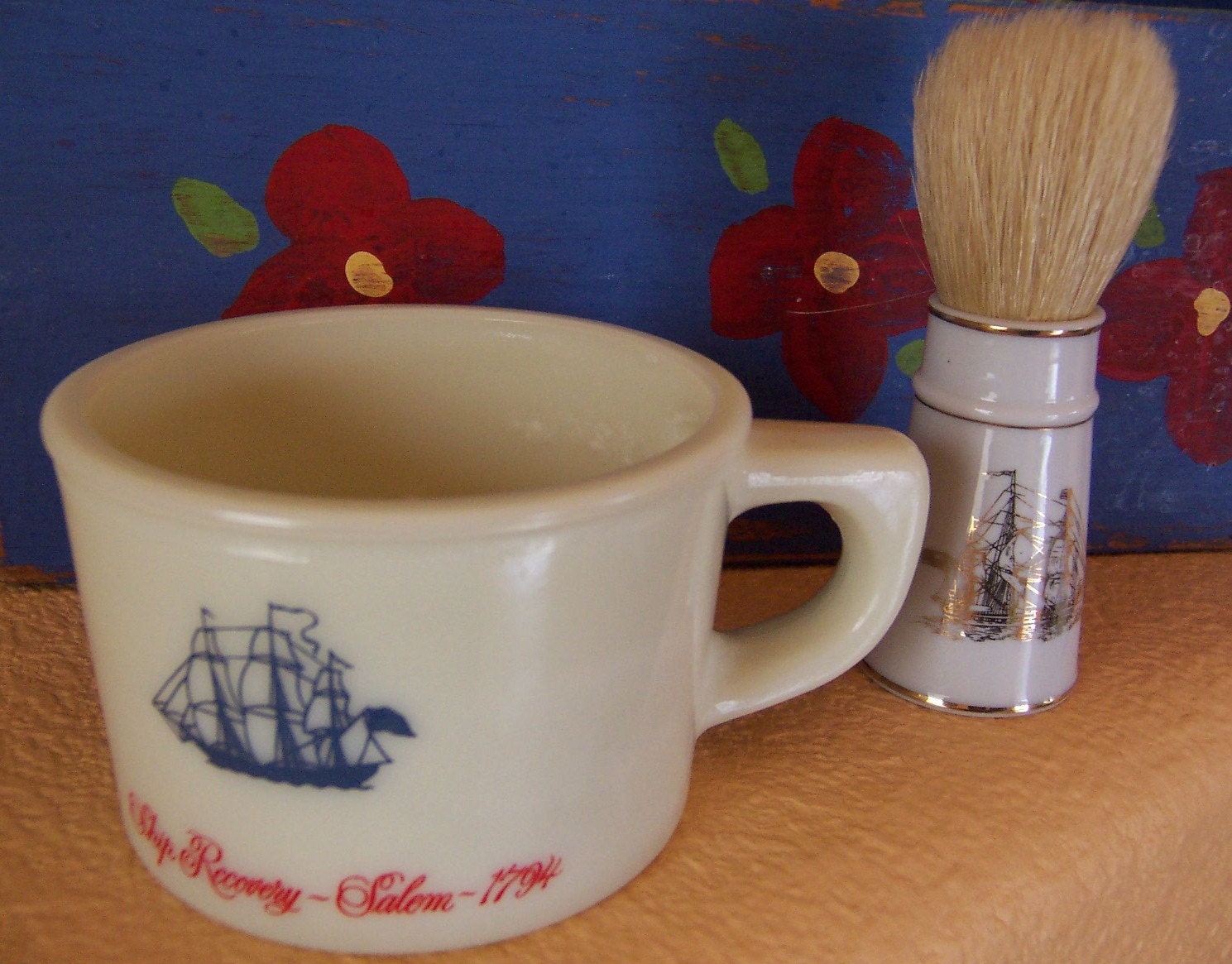 old spice shaving mug with brush
