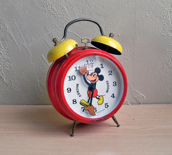 1950's Mickey Mouse Windup Alarm Clock Made in by leapinglemming