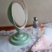 1940's Jadeite Green Make-up - Vanity Mirror "Nice Addition to Your Retro Bath/Bedroom Decor"