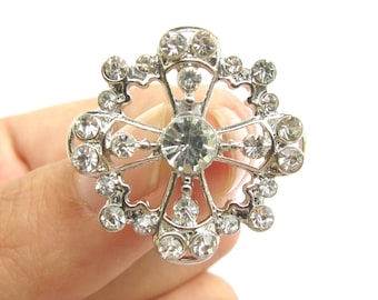 5 Crystal Rhinestone Buttons Square for Wedding Bouquet Photo Charm, Invitation Card, Hair Jewelry, Napkin Ring RB-098 (24mm or 0.9 inch)