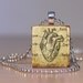 Vintage French Medical Book Image of an Anatomical Heart made into a Pendant or Lapel Pin on an Upcycled Scrabble Tile (04E4)